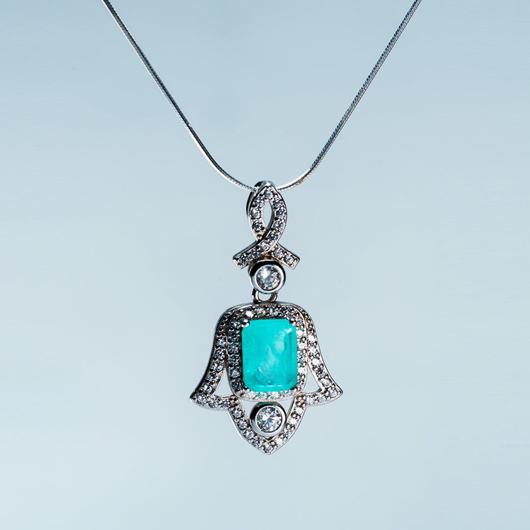 Back view Amulet of Light pendant showing chain attachment and secure construction