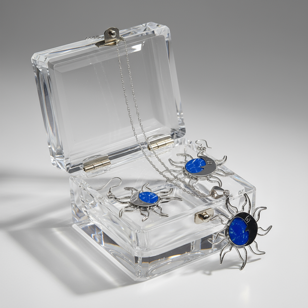 Side view Blue Fire pendant highlighting 925 sterling silver craftsmanship and opal sparkle