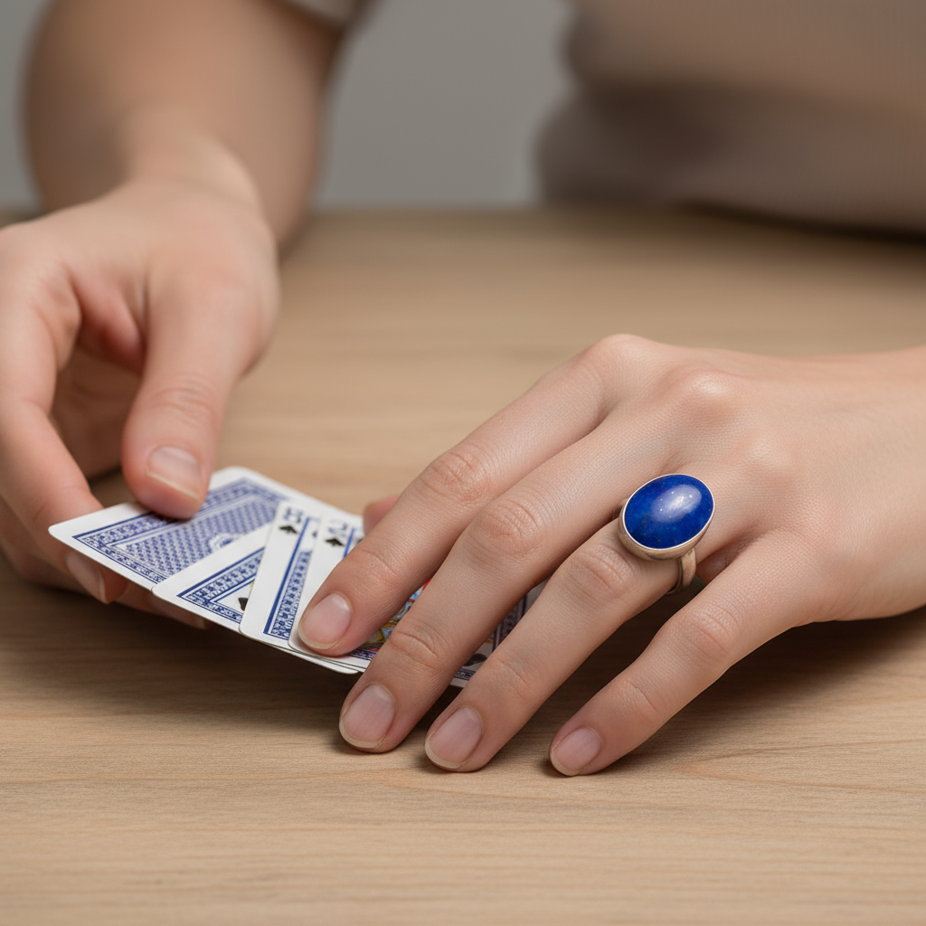 Back view Blue Portal ring showing band construction and versatile design