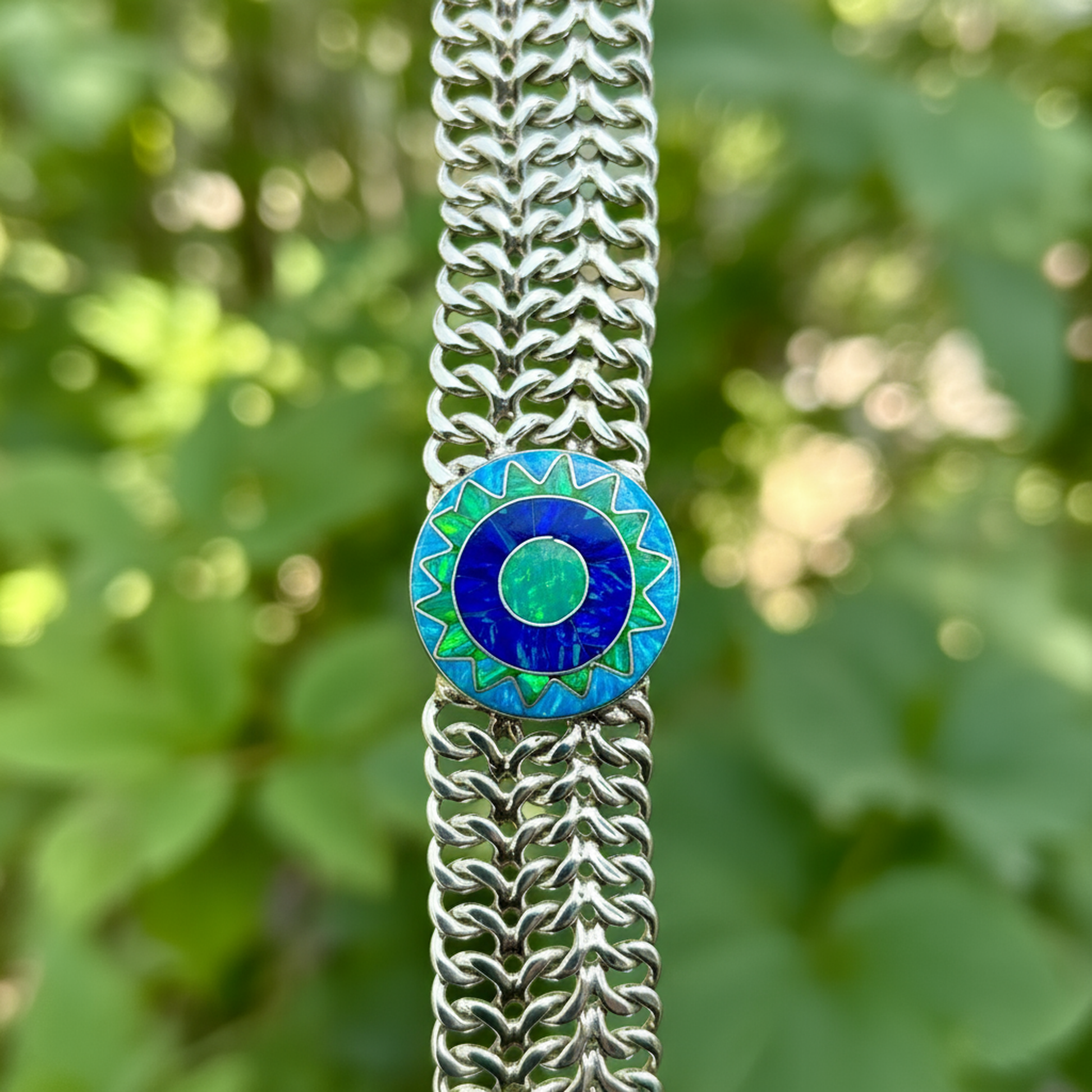 Artistic view Emerald Sun medallion emphasizing craftsmanship and radiant beauty