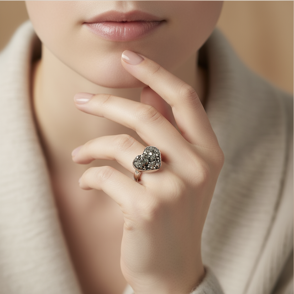 Artistic view Golden Heart ring emphasizing love and life force union talisman