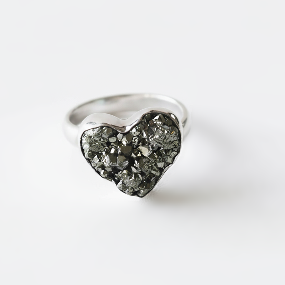 Back view Golden Heart ring showing adjustable band and comfortable versatile design