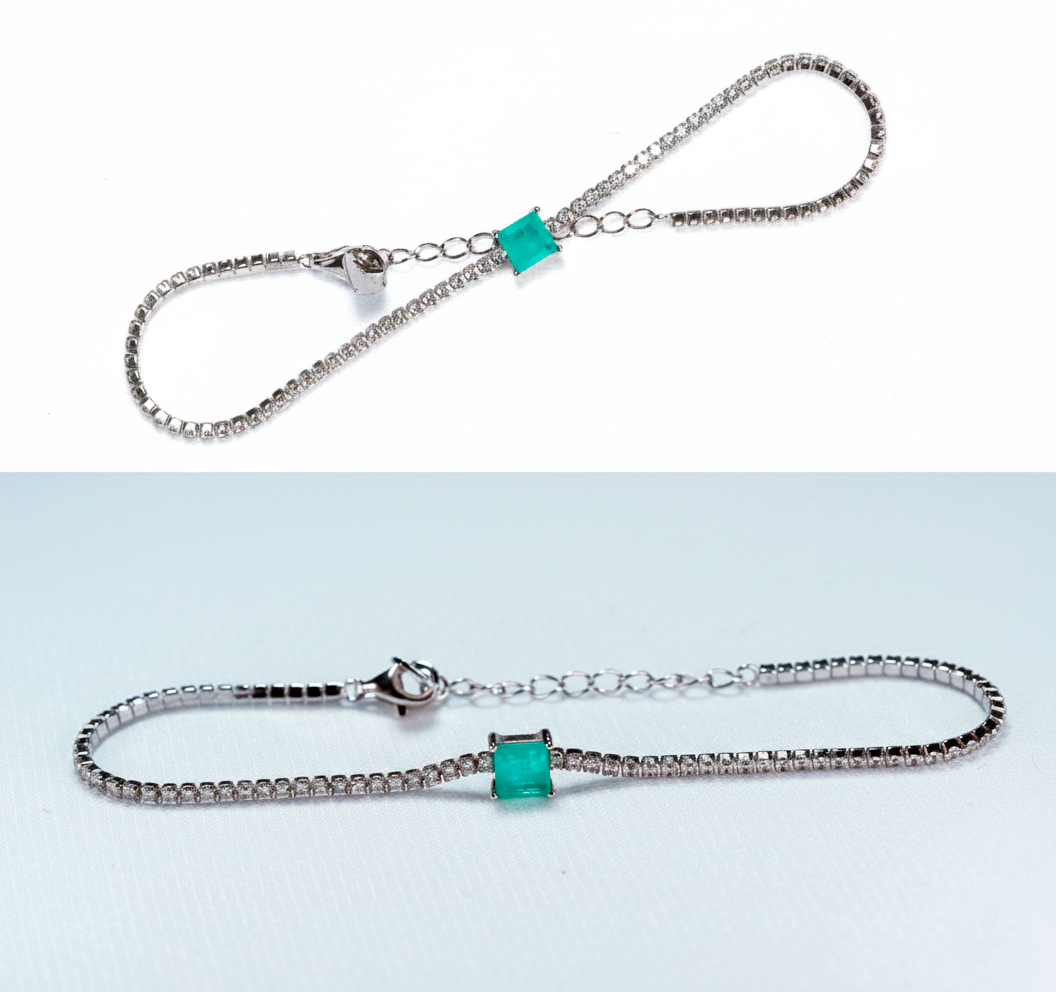 Green Essence bracelet at angle showing vitality symbolism and harmonious composition