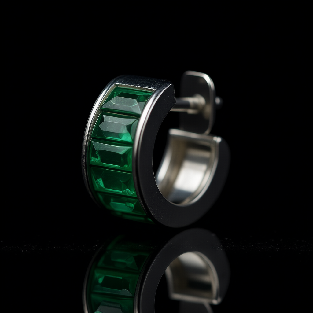 Green Essence earrings in context showing versatility and elegance
