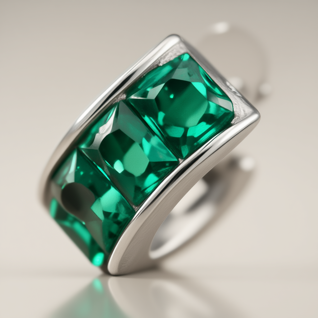 Artistic view Green Essence earrings highlighting modern and sophisticated design