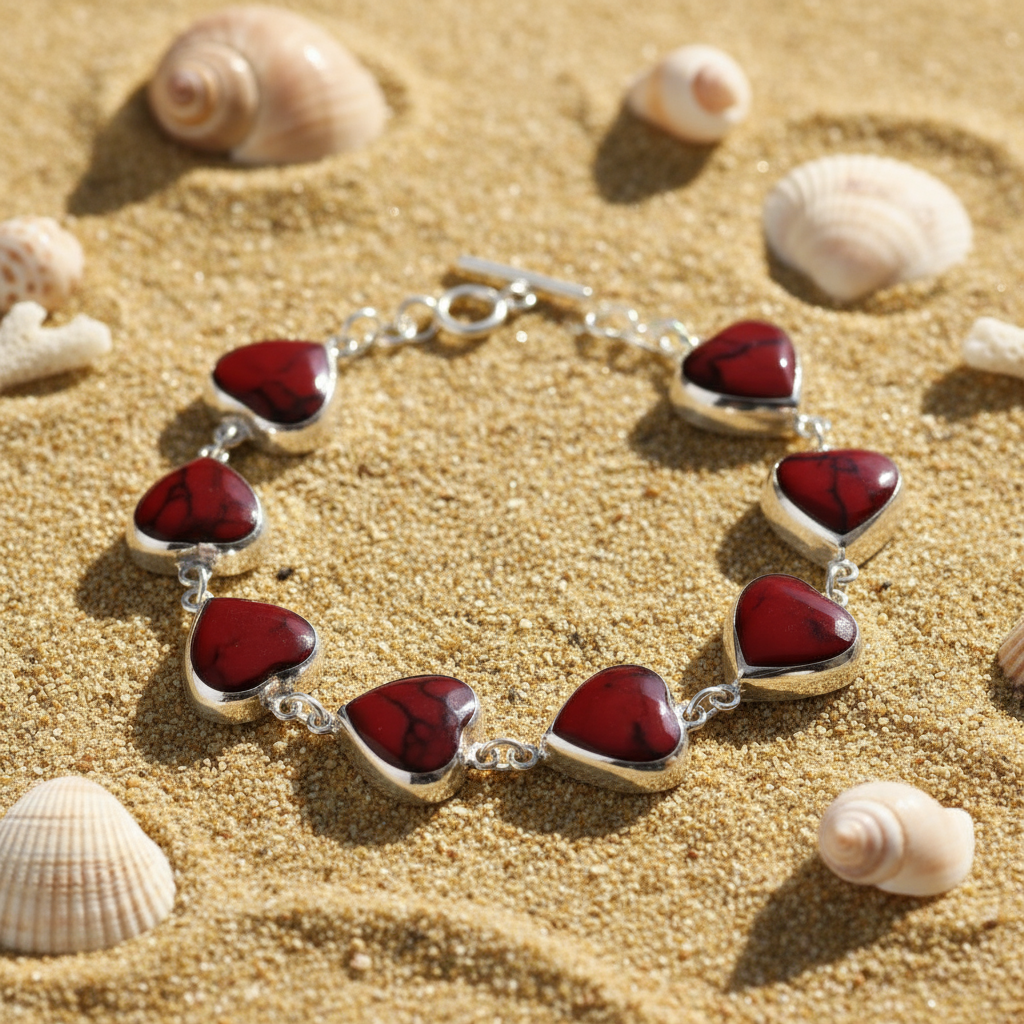 Back view Heart of Fire bracelet showing clasp construction and comfortable fit design