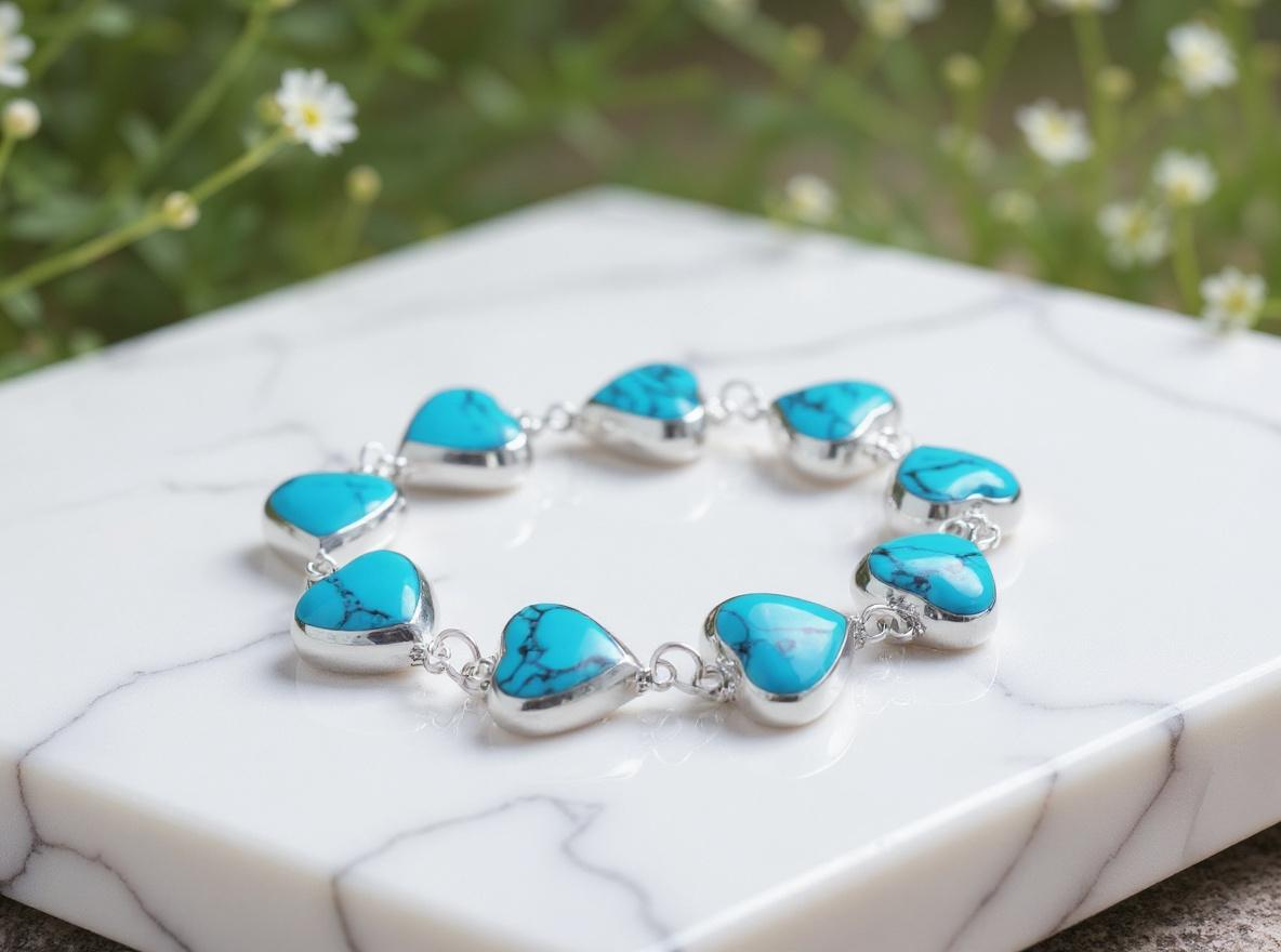 Side view Heart of Heaven bracelet highlighting handcrafted silver setting and heart design