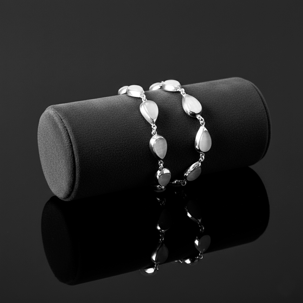 Back view Moon Drops bracelet showing clasp construction and versatile design