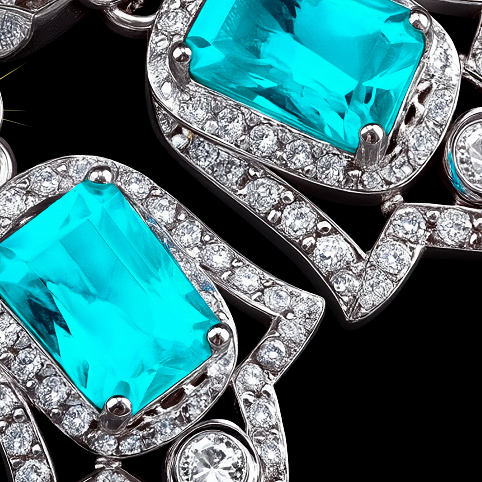 Detail macro Wings of Protection earrings highlighting Hamsa hand engraving and zircon setting precision