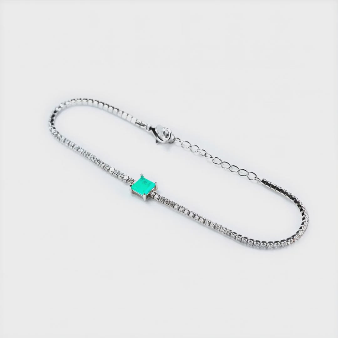 Green Essence rhodium silver bracelet with green tourmaline - product showcase video