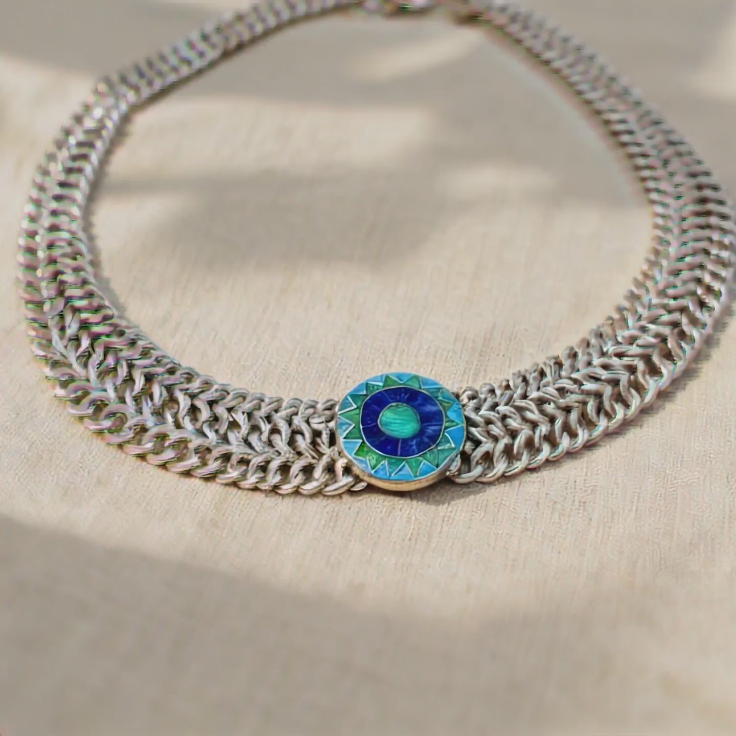 Emerald Sun sterling silver medallion with opal and turquoise - product showcase video