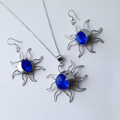 Blue Fire earrings detail showing subtle character and radiant harmony