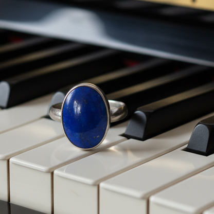 Blue Portal ring at angle showing stone of wisdom and inner truth talisman
