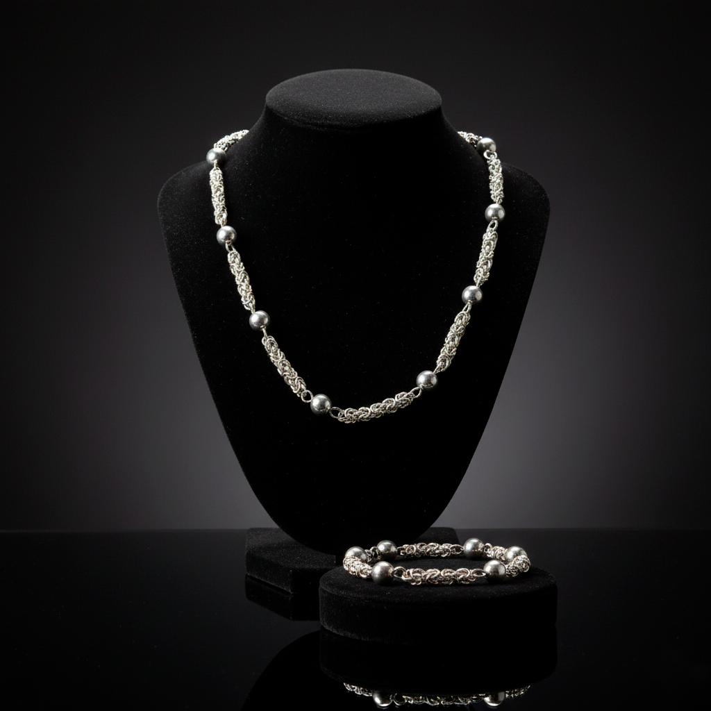 Detail macro Moon Path highlighting silver sphere brilliance and artisanal quality