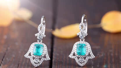 "Wings of Protection" – Hamsa Earrings with Green Tourmaline