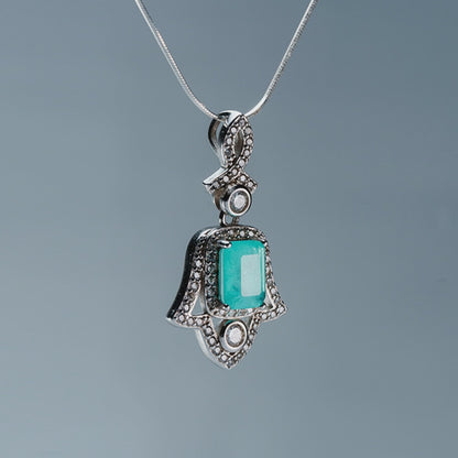 Amulet of Light Hand of Fatima pendant with green tourmaline - product showcase video