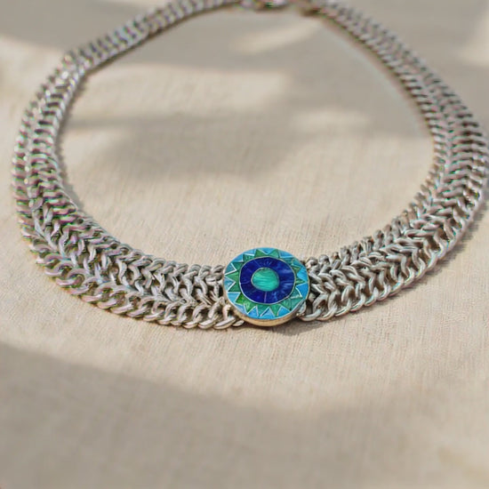 Emerald Sun sterling silver medallion with opal and turquoise - product showcase video